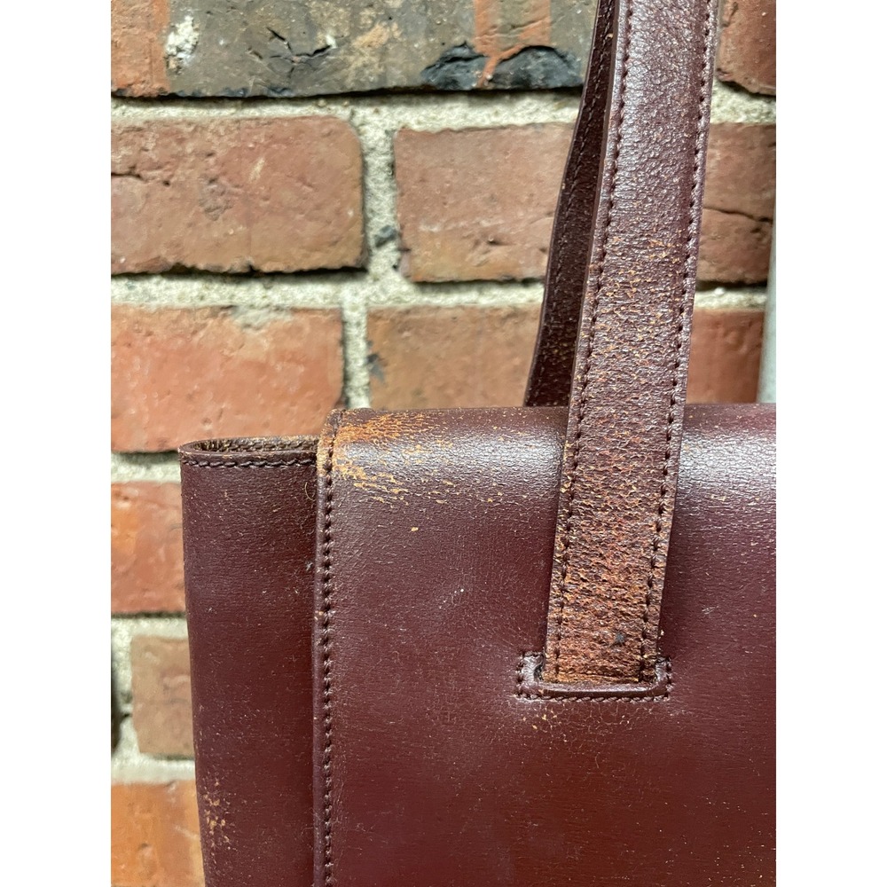 Missoni Leather Tote Bag Burgundy Textured Stitch Shoulder Purse Womens M VTG - Picture 10 of 16